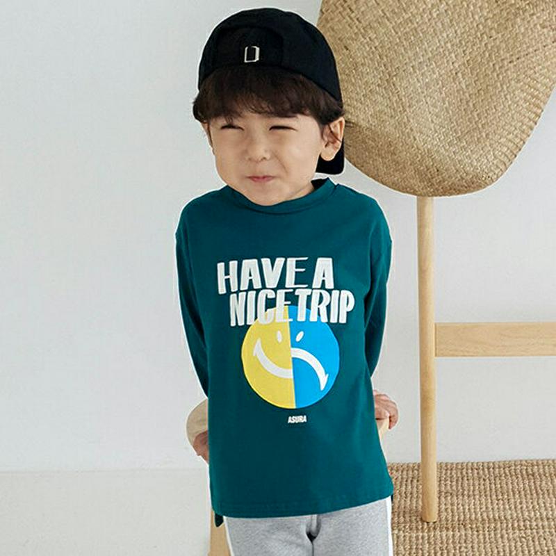 スマイルロゴTシャツ・u05253 キッズ【3~8才】【tops】【トップス Tシャツ 長袖 ロンT スマイル カジュアル ロゴ