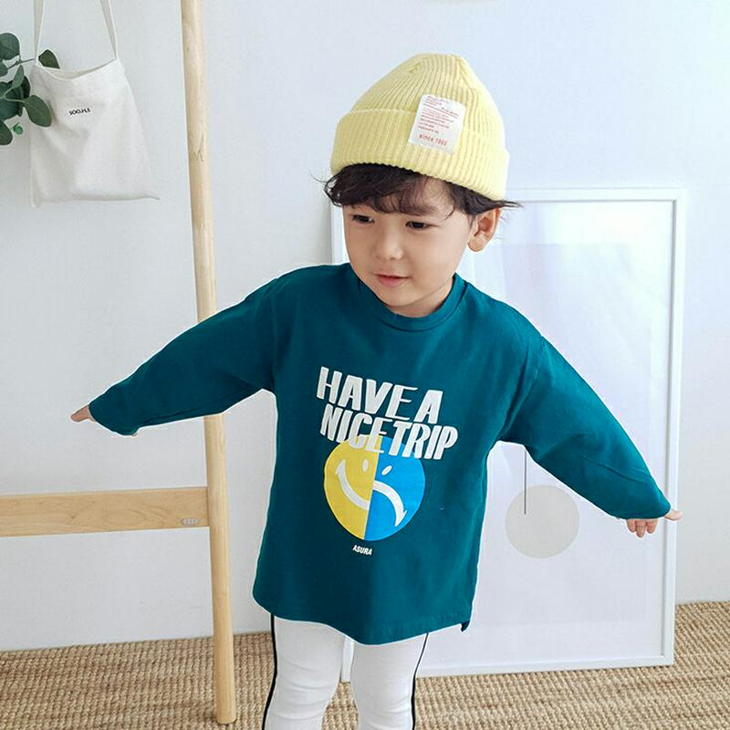 スマイルロゴTシャツ・u05253 キッズ【3~8才】【tops】【トップス Tシャツ 長袖 ロンT スマイル カジュアル ロゴ