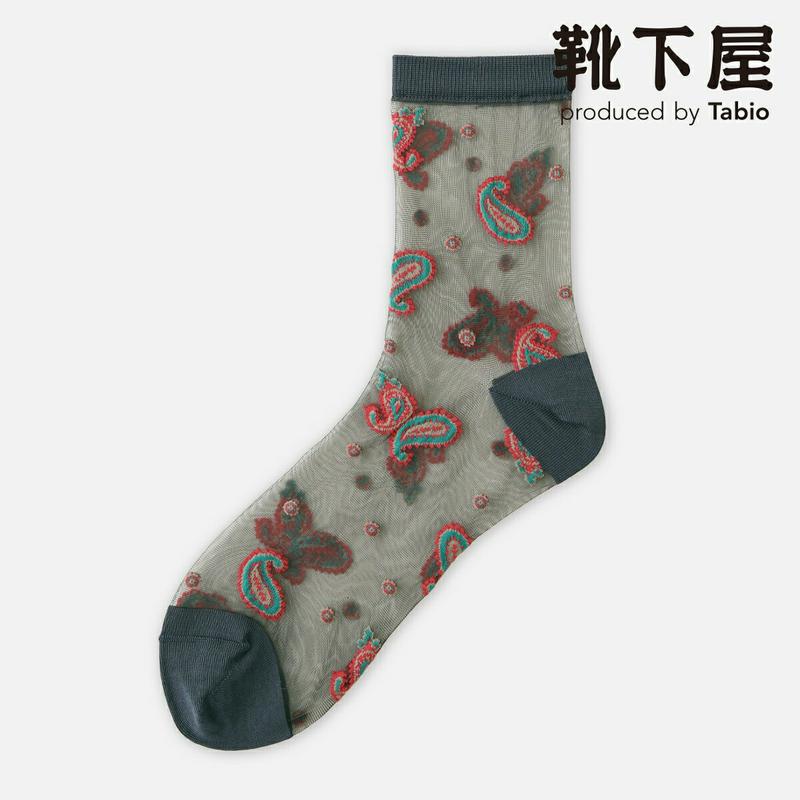 【全品送料無料★〜6/11 23:59迄】【あす楽】【Tabio】 シースルーペイズリー柄ショートソックス / 靴下屋 靴下 タビオ くつ下 ショート レディース 日本製