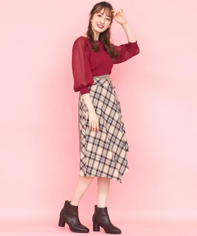 チェックmixラッフルスカート
