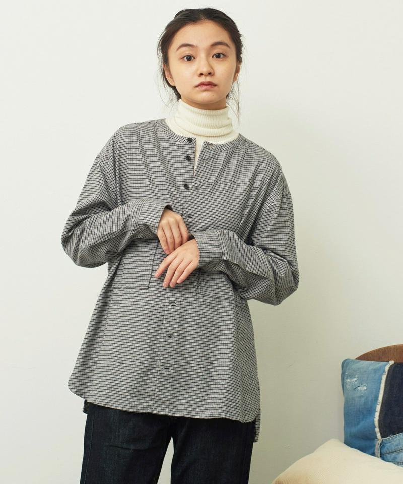 〇mat 甘撚フランネル バンドカラーブラウス（mat quotidien）