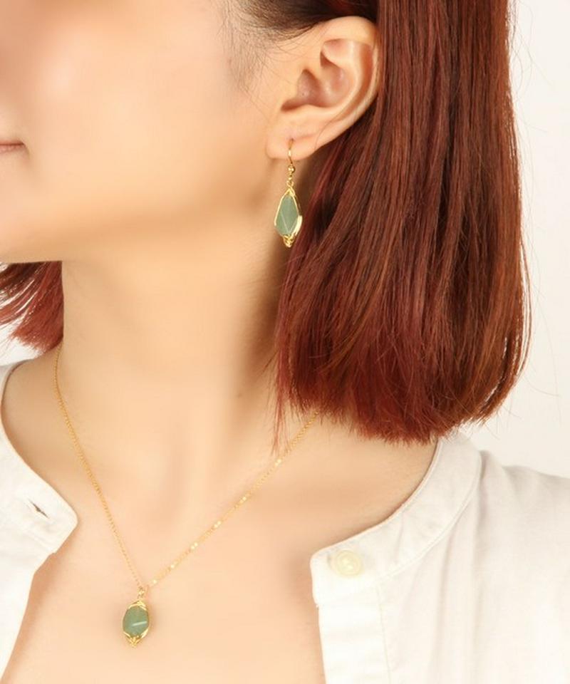 【特別な12誕生石】5月アベンチュリンピアス×ネックレスセット
