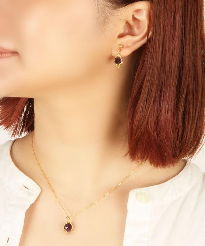 【特別な12誕生石】2月アメジストイヤリング×ネックレスセット