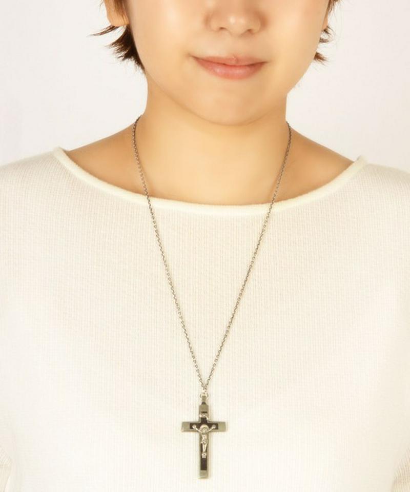 【フランスヴィンテージ】シルバー925シルバー×ブラッククロスネックレス