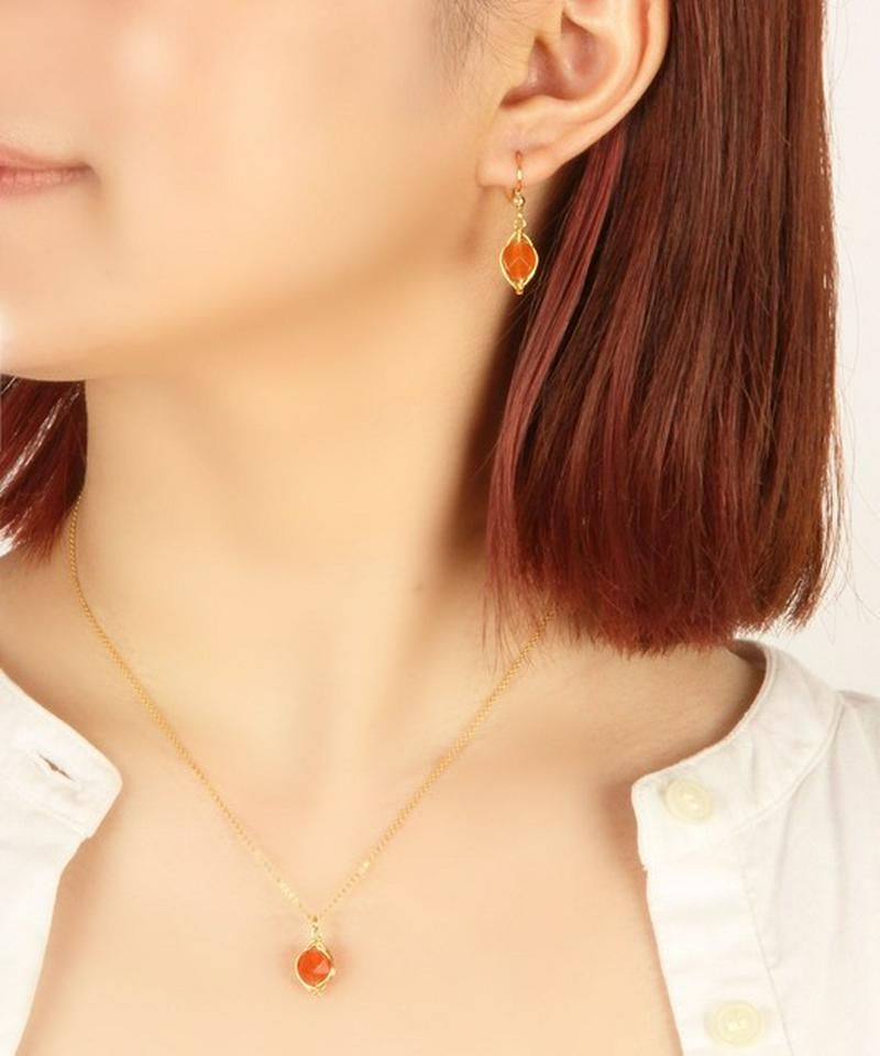 【特別な12誕生石】7月カーネリアンピアス×ネックレスセット