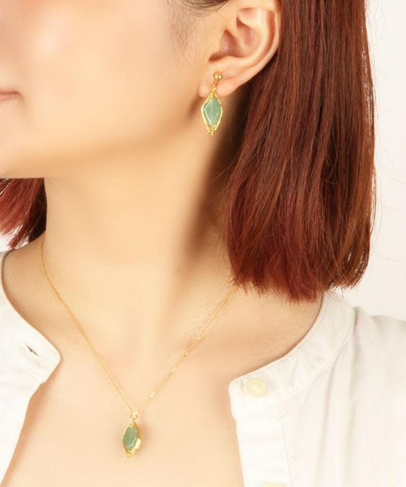 【特別な12誕生石】5月アベンチュリンイヤリング×ネックレスセット