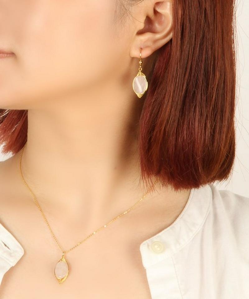 【特別な12誕生石】10月ローズクォーツピアス×ネックレスセット
