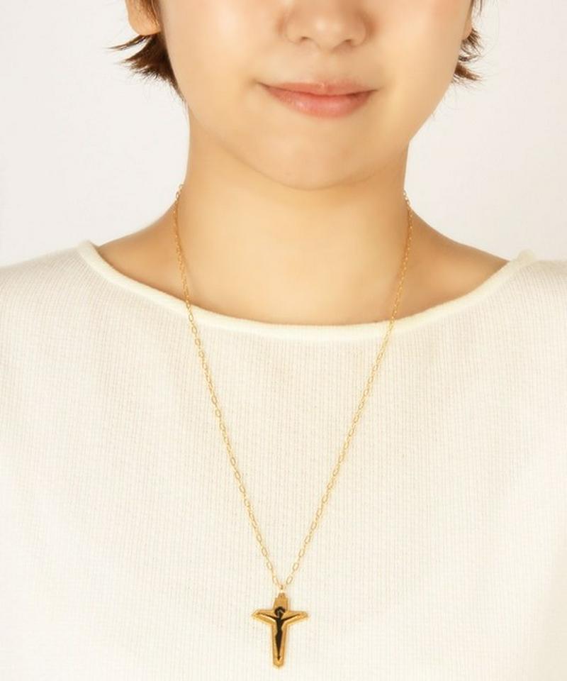 【フランスヴィンテージ】K14GF ゴールドシンプルクロスネックレス