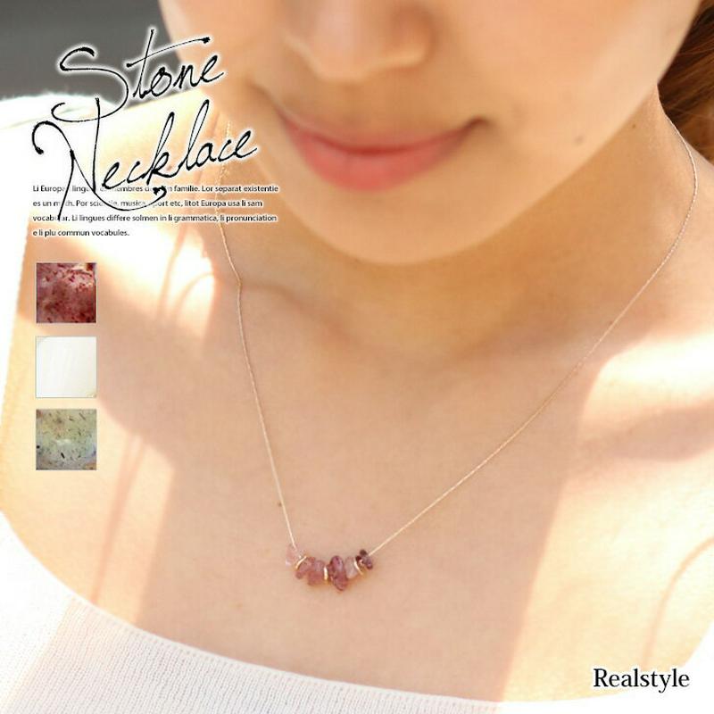 ストーンスモールゴールドネックレス レディース アクセサリー ジュエリー 小さい 自然素材 宝石 石 雑貨 小物 シェル カラフ