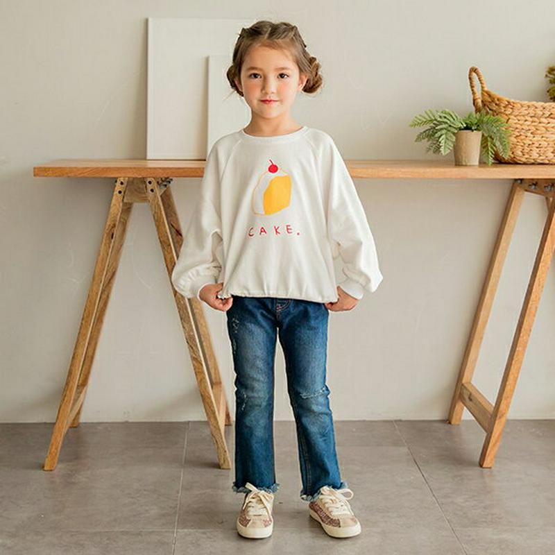 【新作10%OFF】cakeプリントスウェット(ホワイト)・p005914 キッズ【3~8才】【tops】【トップス スウェット