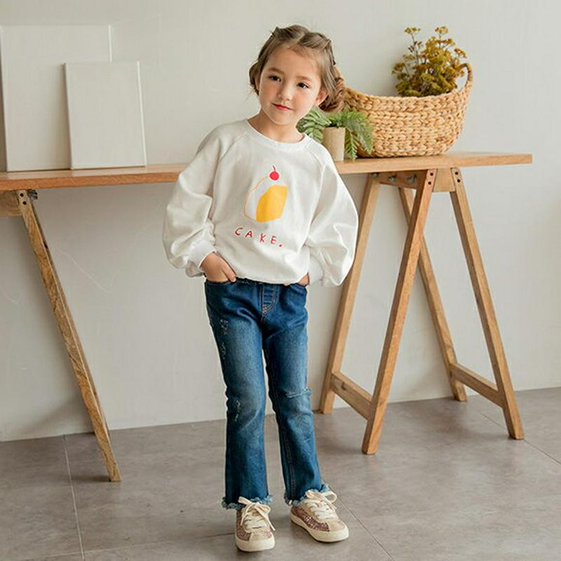 【新作10%OFF】cakeプリントスウェット(ホワイト)・p005914 キッズ【3~8才】【tops】【トップス スウェット
