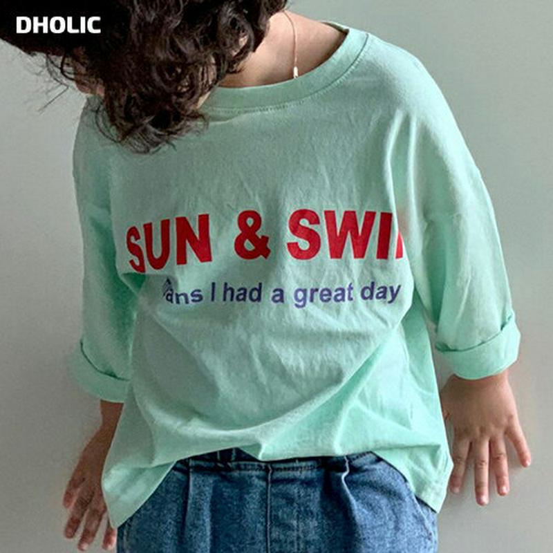 【新作10%OFF】SUN&レタリングTシャツ・u05941 キッズ【3~8才】【tops】【トップス Tシャツ 長袖 ロングス