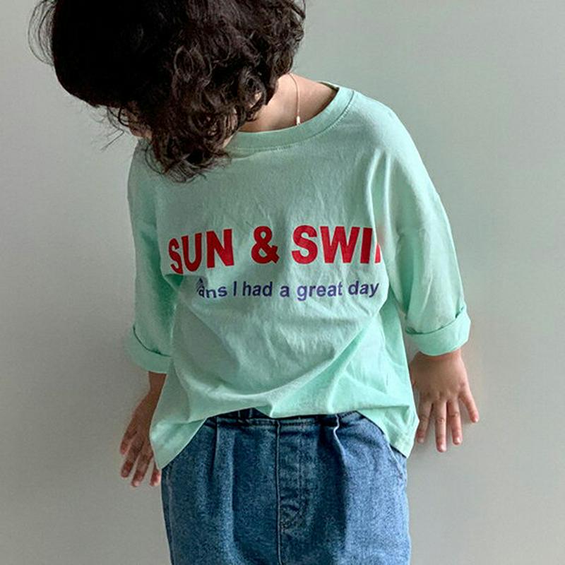 【新作10%OFF】SUN&レタリングTシャツ・u05941 キッズ【3~8才】【tops】【トップス Tシャツ 長袖 ロングス