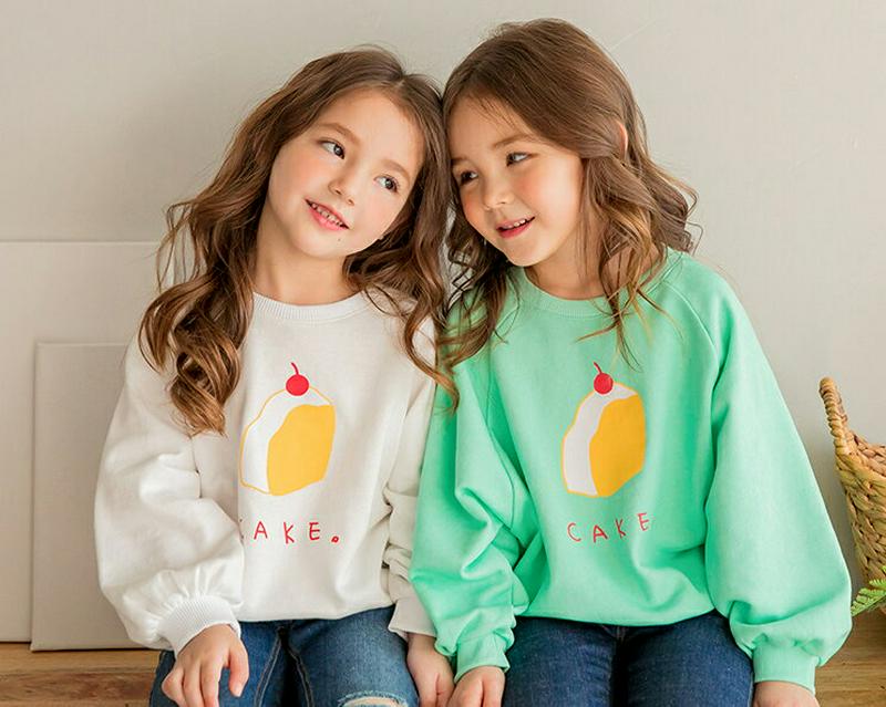 【新作10%OFF】cakeプリントスウェット(ミント)・p005917 キッズ【3~8才】【tops】【トップス スウェット 