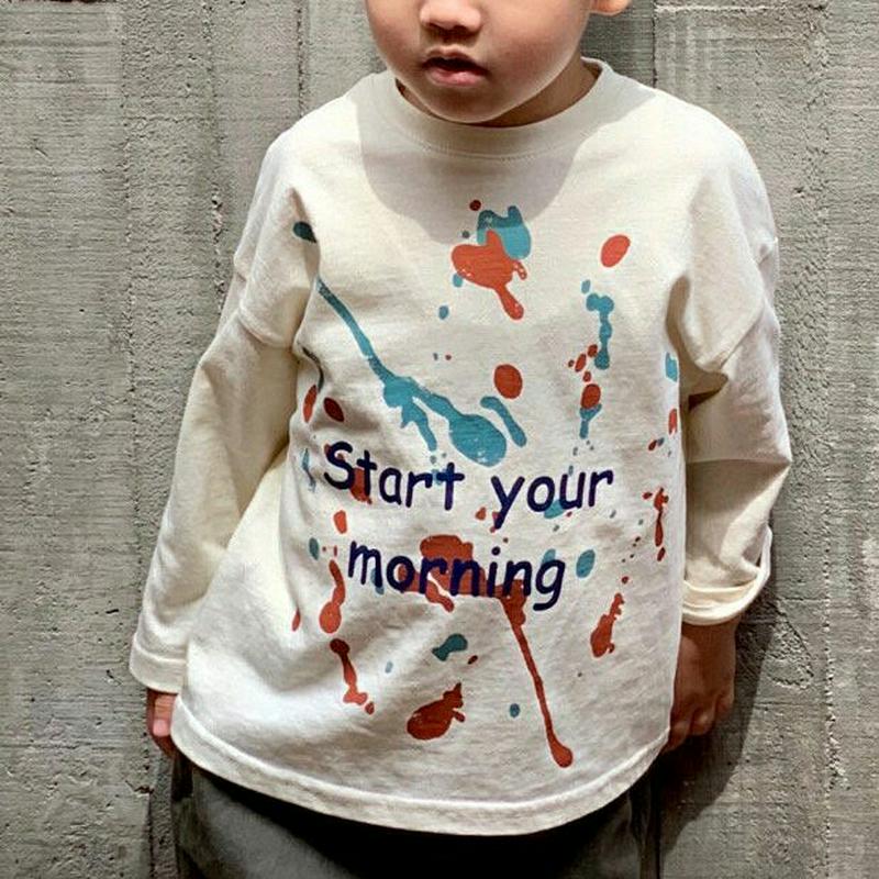 【新作10%OFF】レタリングペイントTシャツ・u05964 キッズ【3~8才】【tops】【トップス Tシャツ ロングスリーブ