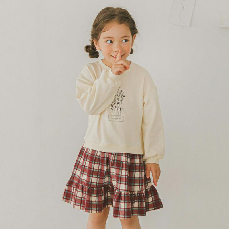 【新作10%OFF】スウェット切替チェックワンピース(アイボリー)・p006041 キッズ【3~8才】【ops】【ワンピース ミ