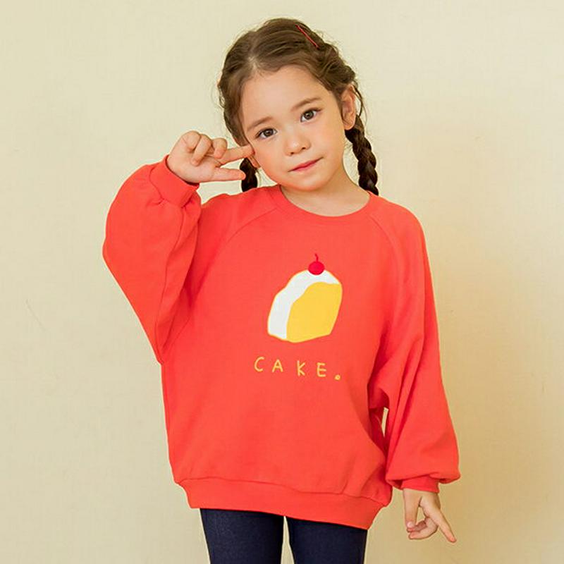 【新作10%OFF】cakeプリントスウェット(レッド)・p005915 キッズ【3~8才】【tops】【トップス スウェット 