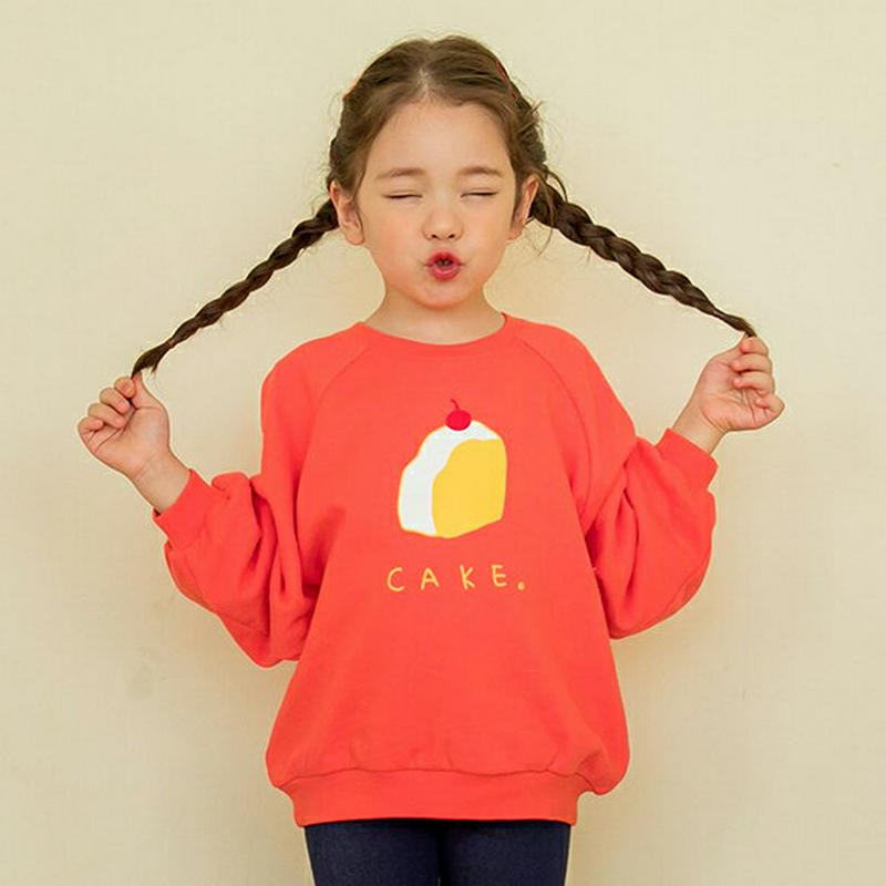 【新作10%OFF】cakeプリントスウェット(レッド)・p005915 キッズ【3~8才】【tops】【トップス スウェット 