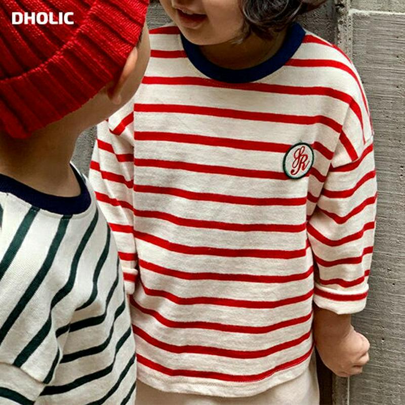 【新作10%OFF】レタリングワッペンボーダーTシャツ・u05990 キッズ【3~8才】【tops】【トップス Tシャツ 長袖 