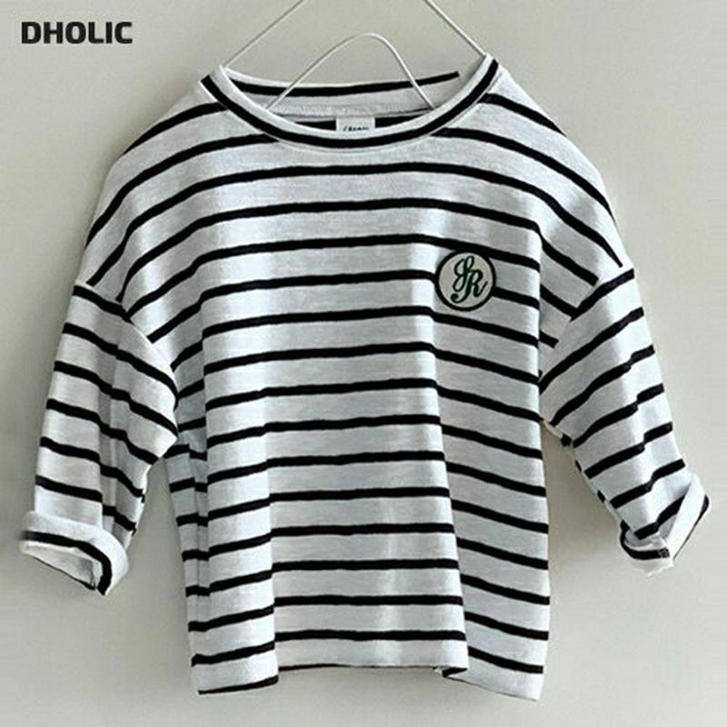 【新作10%OFF】ワッペンボーダーTシャツ・u05940 キッズ【3~8才】【tops】【トップス Tシャツ ロングスリーブ 