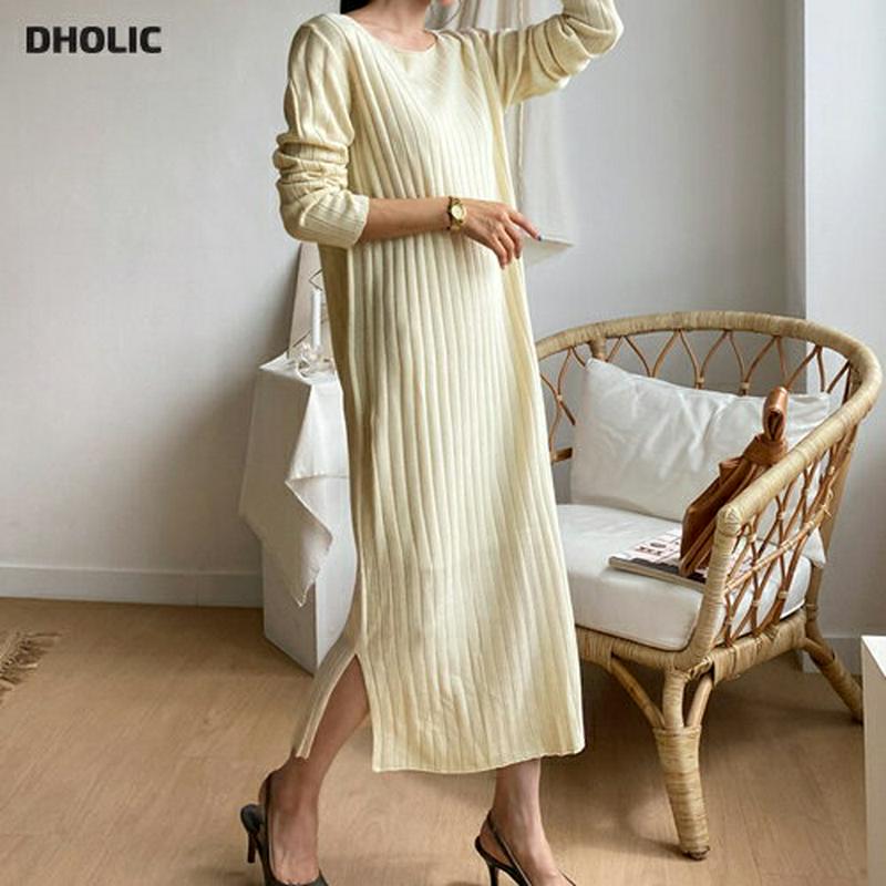 【新作10%OFF】リブニットワンピース・全3色・t60699 レディース【ops】【韓国 ファッション ワンピース ロングワン