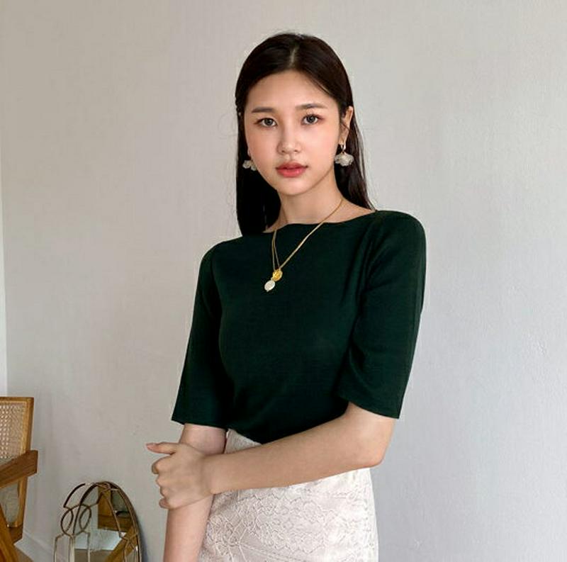 【新作10%OFF】リブボートネックニット・全5色・b60686 レディース【tops】【韓国 ファッション トップス ニット 