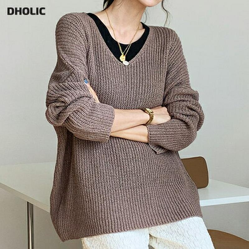 【新作10%OFF】ルーズVネックニット・全5色・b60691 レディース【tops】【韓国 ファッション トップス ニット ニ