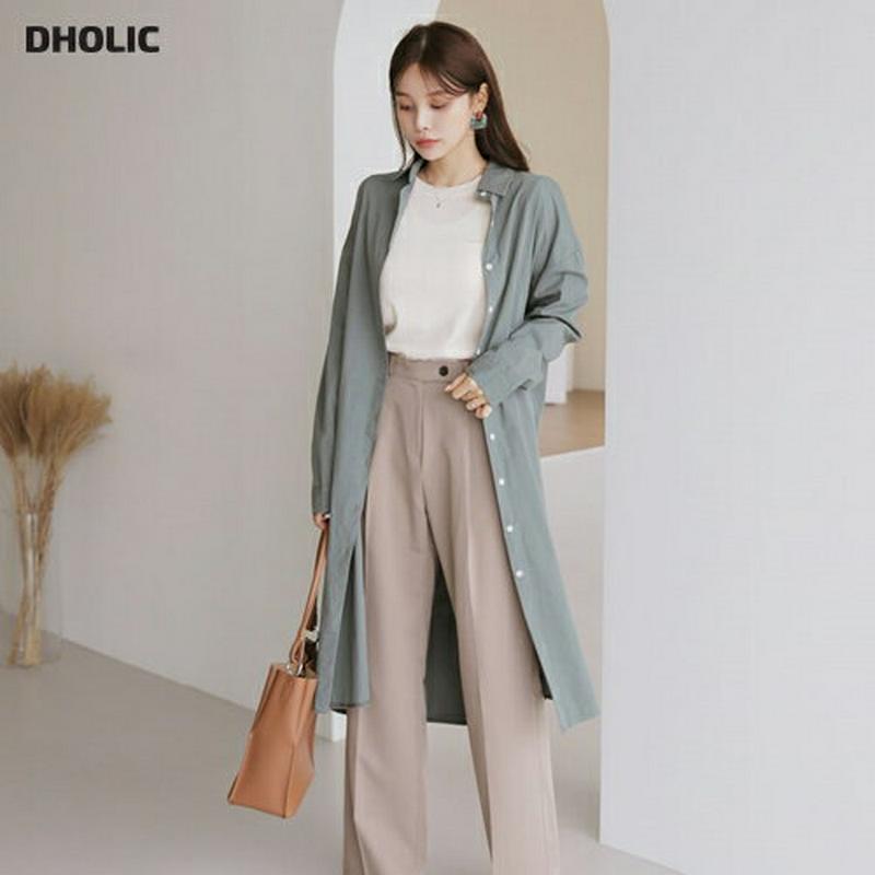 【新作10%OFF】ロングシャツ・全3色・t63995 レディース【bl】【韓国 ファッション トップス シャツ ロング丈 ロン