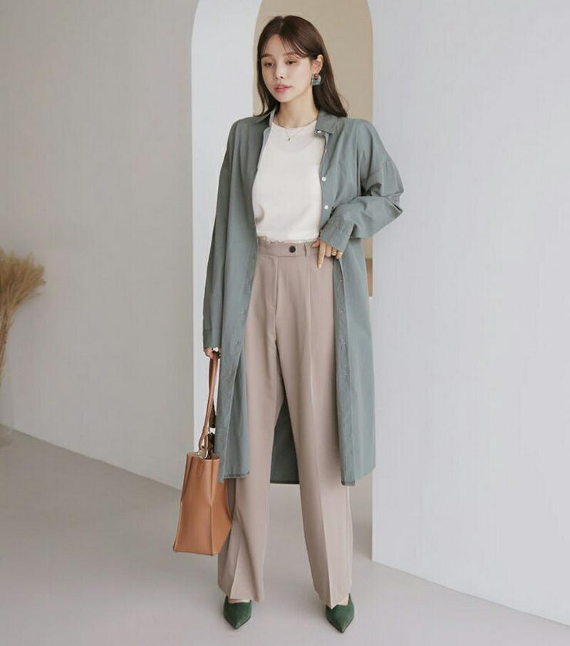 【新作10%OFF】ロングシャツ・全3色・t63995 レディース【bl】【韓国 ファッション トップス シャツ ロング丈 ロン