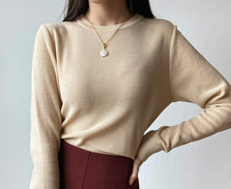 【新作10%OFF】ラウンドネックニット・全5色・t60692 レディース【tops】【韓国 ファッション トップス ニット ニ