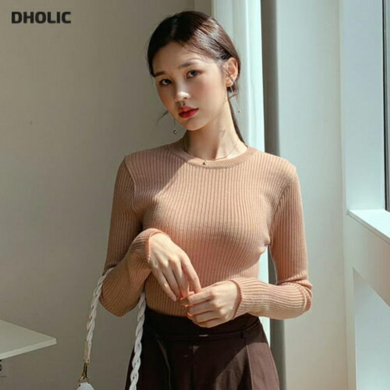 【新作10%OFF】スリムリブニット・全5色・t60695 レディース【tops】【韓国 ファッション トップス ニット ニット