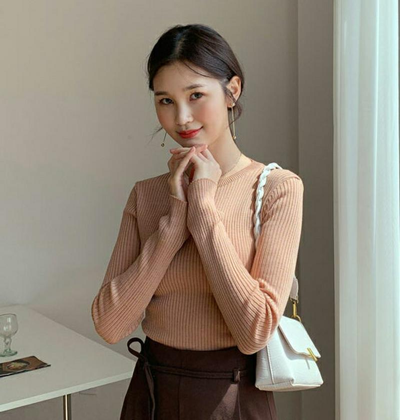 【新作10%OFF】スリムリブニット・全5色・t60695 レディース【tops】【韓国 ファッション トップス ニット ニット