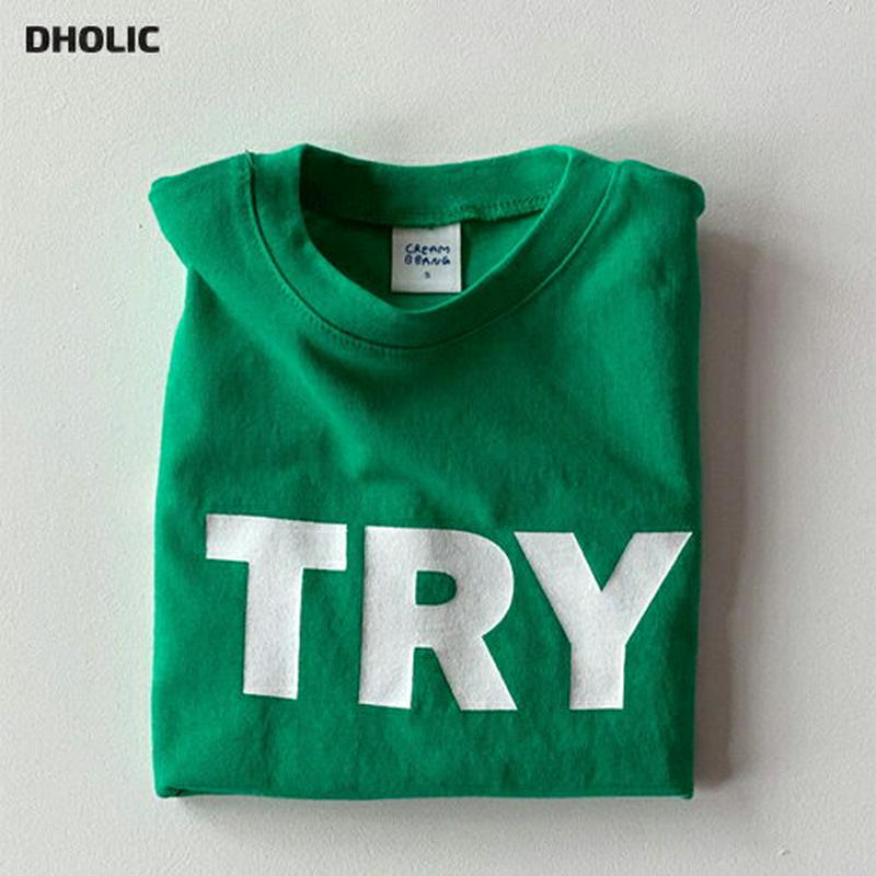 【新作10%OFF】TRYレタリングTシャツ・u05952 キッズ【3~8才】【tops】【トップス Tシャツ ロングスリーブ 