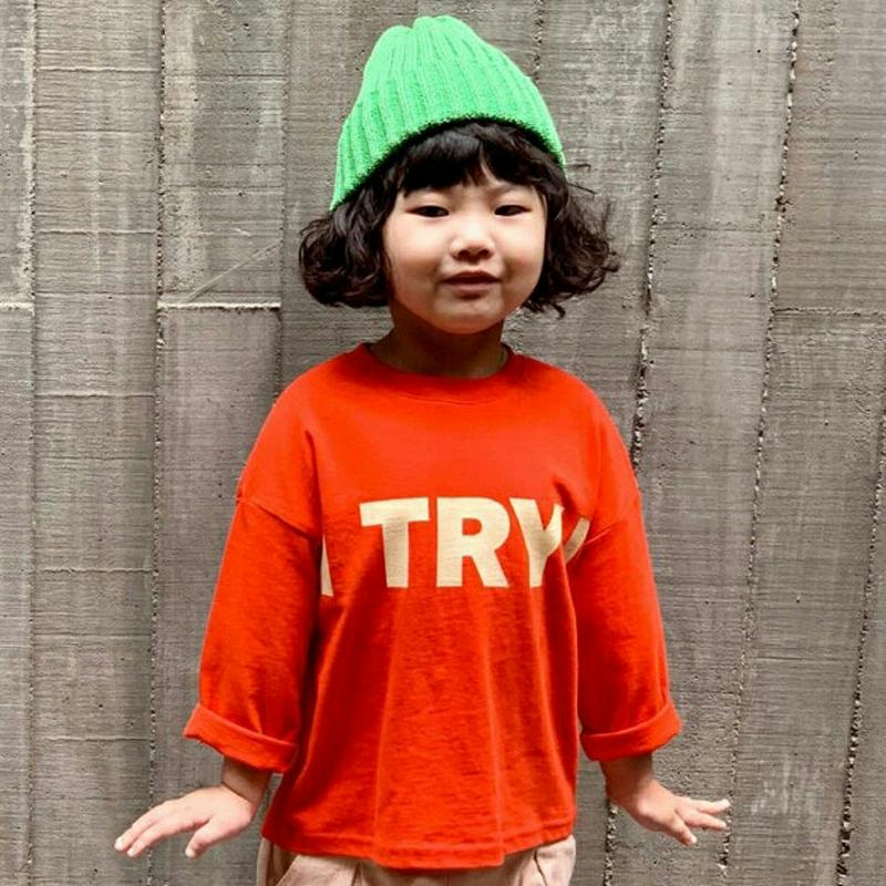 【新作10%OFF】TRYレタリングTシャツ・u05952 キッズ【3~8才】【tops】【トップス Tシャツ ロングスリーブ 