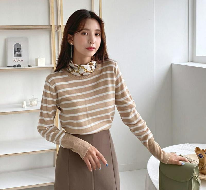 【新作10%OFF】ボーダーニット・全6色・t60726 レディース【tops】【韓国 ファッション トップス ニット ニットト