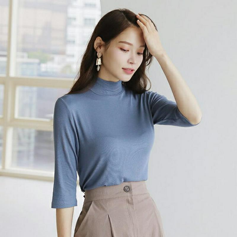【新作10%OFF】ハイネックスリムTシャツ・全7色・t63977 レディース【tops】【トップス Tシャツ スリム ハイネッ
