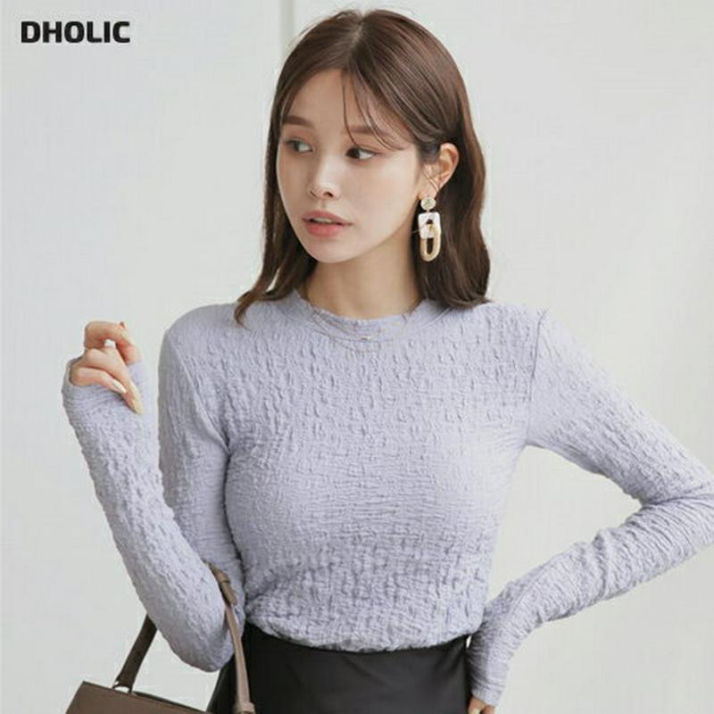 【新作10%OFF】ラウンドリンクルTシャツ・全3色・t63979 レディース【tops】【トップス Tシャツ リンクル 長袖 