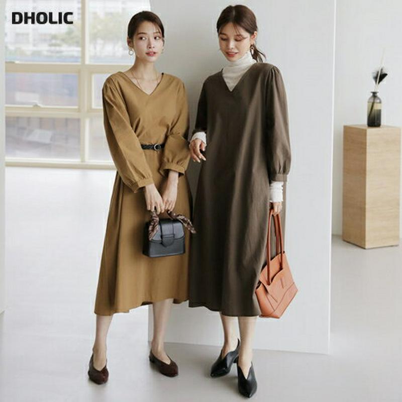 【新作10%OFF】バックリボンVネックワンピース・全3色・b63987 レディース【ops】【ワンピース ロング ロングワンピ