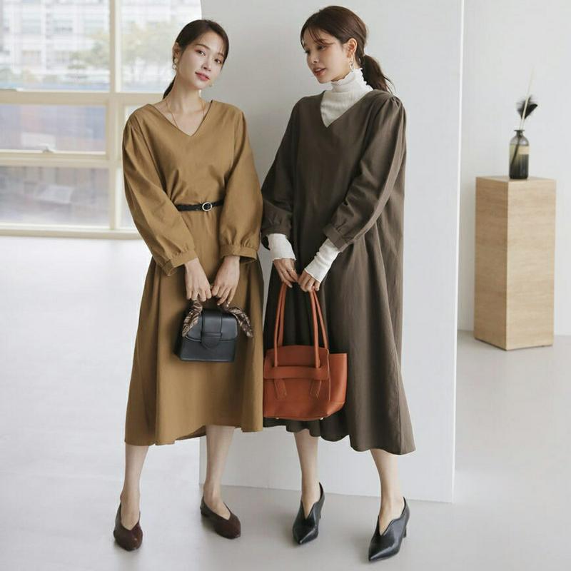 【新作10%OFF】バックリボンVネックワンピース・全3色・b63987 レディース【ops】【ワンピース ロング ロングワンピ