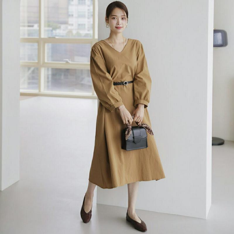 【新作10%OFF】バックリボンVネックワンピース・全3色・b63987 レディース【ops】【ワンピース ロング ロングワンピ