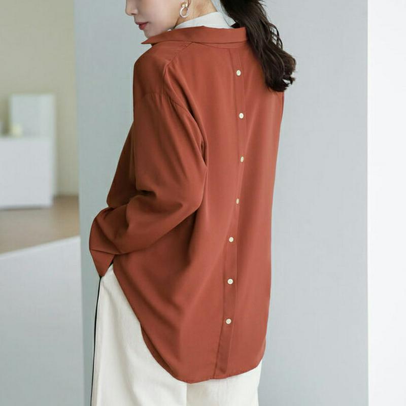 【新作10%OFF】バックボタンスキッパーブラウス・全3色・t64103 レディース【bl】【トップス ブラウス スキッパー 開
