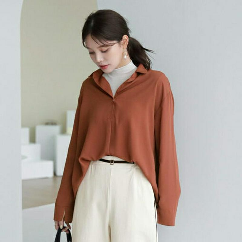 【新作10%OFF】バックボタンスキッパーブラウス・全3色・t64103 レディース【bl】【トップス ブラウス スキッパー 開