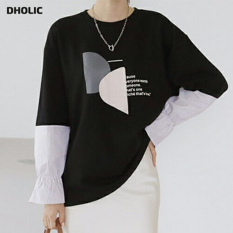 【新作10%OFF】ストライプスリーブプリントスウェット・全4色・b63982 レディース【tops】【トップス スウェット ト