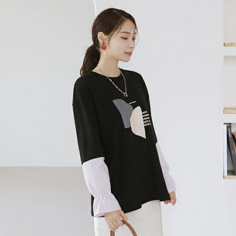 【新作10%OFF】ストライプスリーブプリントスウェット・全4色・b63982 レディース【tops】【トップス スウェット ト