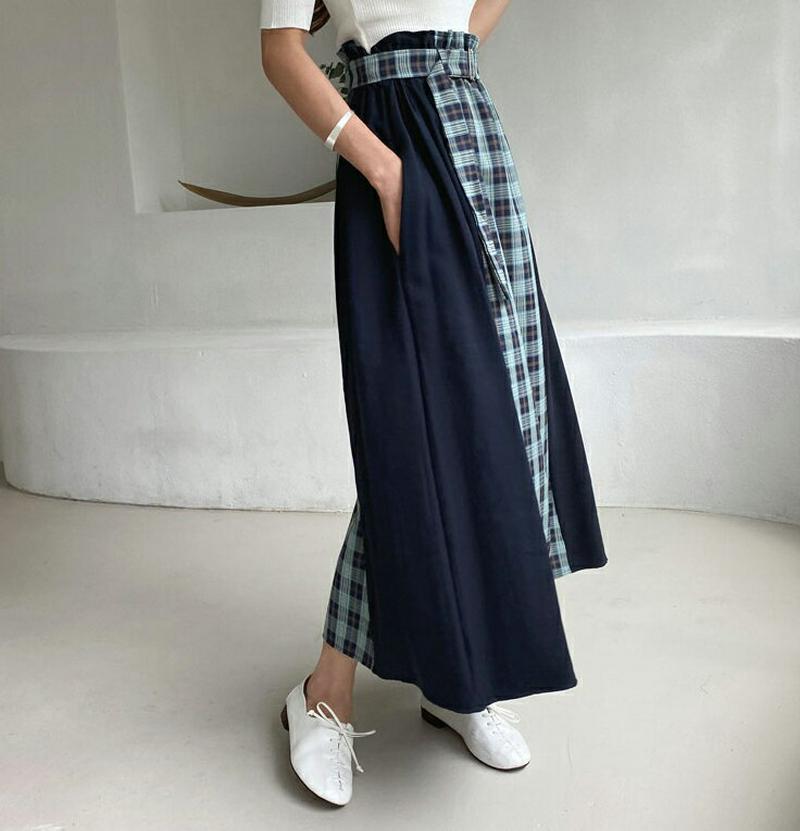 【新作10%OFF】ベルト付チェック配色スカート・全3色・t48022 レディース【sk】【韓国 ファッション ボトムス スカー