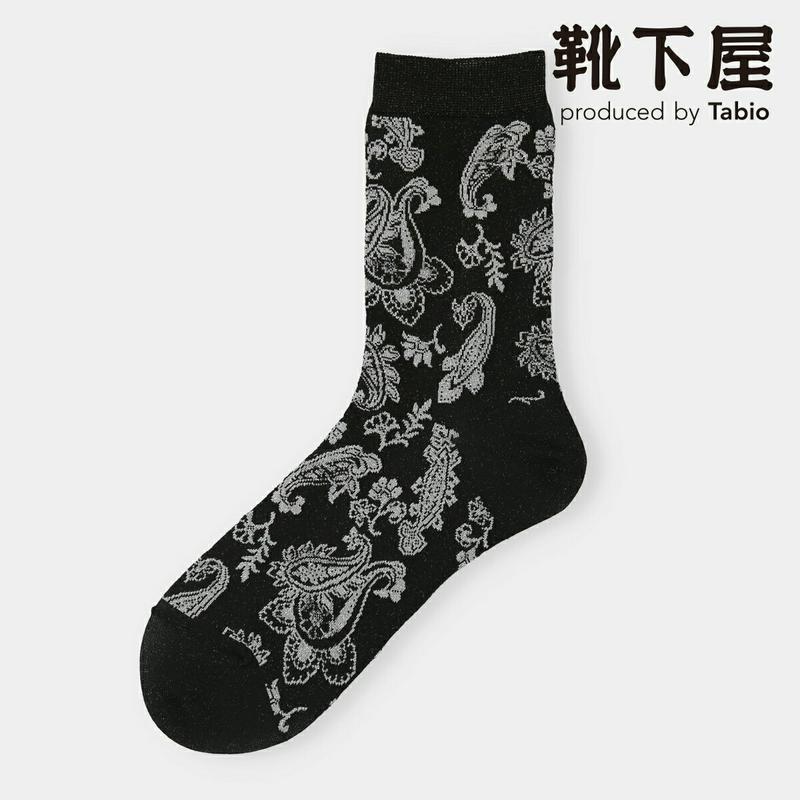 【全品送料無料★〜9/11 23:59迄】【あす楽】【Tabio】 グリッターペイズリーロークルー / 靴下屋 靴下 タビオ く