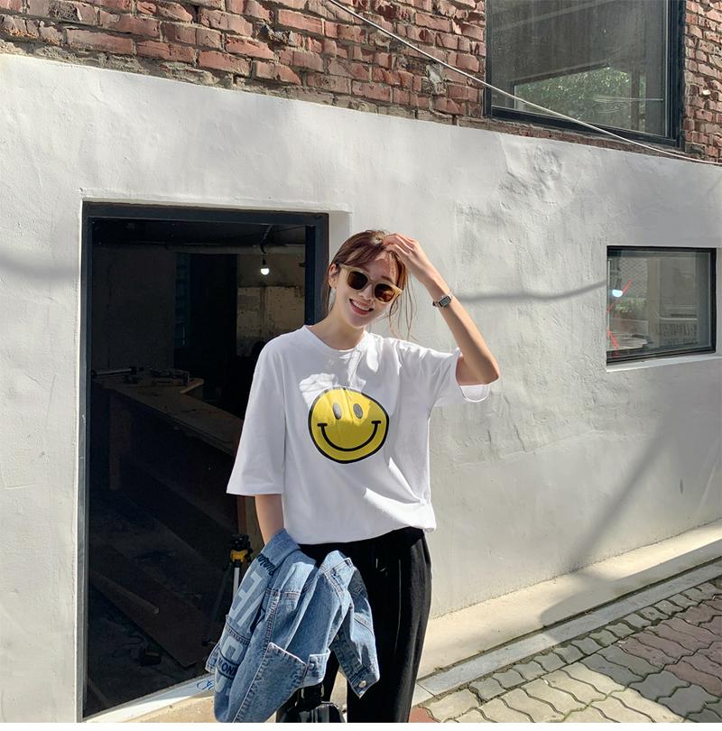スマイルプリントスリットTシャツ