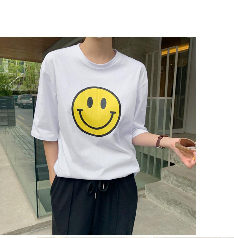 スマイルプリントスリットTシャツ