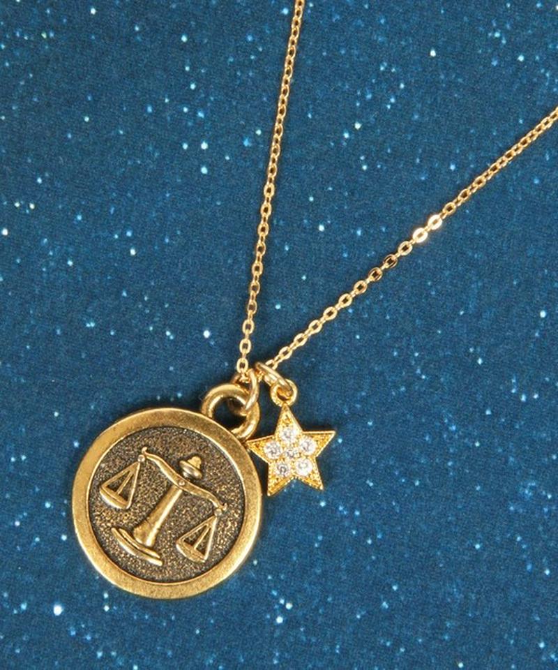 【夜空に輝く星☆】てんびん座ゴールドメダルネックレス