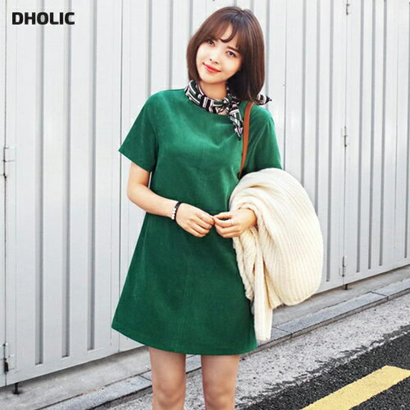 スエード調Aラインワンピース・全3色・t45254-3 レディース【ops】【半袖 ミニワンピース ショート丈 ミニ丈 カットソーワンピース カジュアル ラフ シンプル 無地 ベーシック ブラウン 茶色 ブラック 黒 グリーン 緑 Aライン 春秋】